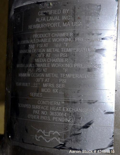 Used Stainless Steel Alfa Laval Contherm Scraped Surface Heat Exchanger