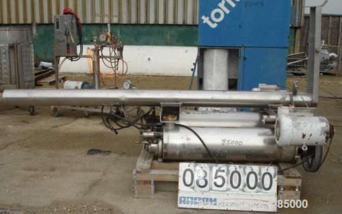 Used Alfa Laval Contherm Dual Chamber Votator Scraped Surface Heat Exchanger, 12 Square Feet, Model 6X6, 316 Stainless Steel. (2) 6" diameter x 48" long jacketed horizontal chambers rated internal 30...