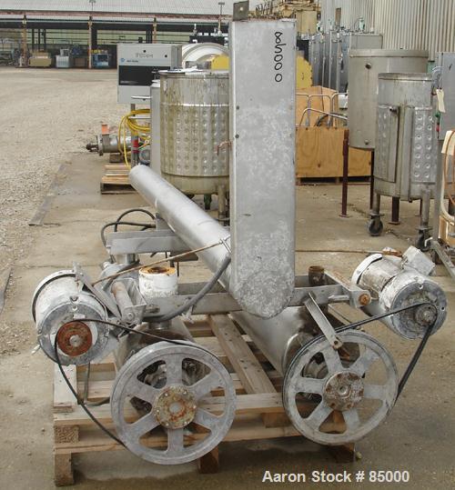 Used Alfa Laval Contherm Dual Chamber Votator Scraped Surface Heat Exchanger, 12 Square Feet, Model 6X6, 316 Stainless Steel. (2) 6" diameter x 48" long jacketed horizontal chambers rated internal 30...