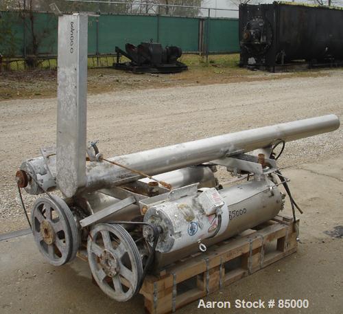Used Alfa Laval Contherm Dual Chamber Votator Scraped Surface Heat Exchanger, 12 Square Feet, Model 6X6, 316 Stainless Steel. (2) 6" diameter x 48" long jacketed horizontal chambers rated internal 30...