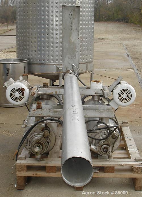 Used Alfa Laval Contherm Dual Chamber Votator Scraped Surface Heat Exchanger, 12 Square Feet, Model 6X6, 316 Stainless Steel. (2) 6" diameter x 48" long jacketed horizontal chambers rated internal 30...