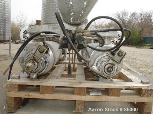 Used Alfa Laval Contherm Dual Chamber Votator Scraped Surface Heat Exchanger, 12 Square Feet, Model 6X6, 316 Stainless Steel. (2) 6" diameter x 48" long jacketed horizontal chambers rated internal 30...