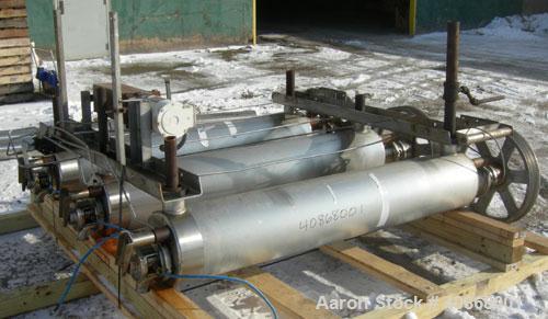 Used Alfa Laval Contherm Vertical Scraped Surface Heat Exchanger System, 27 total square feet, 316 stainless steel. Consisting of: (3) Alfa Laval scraped surface heat exchangers, model 6X9. 9 square ...
