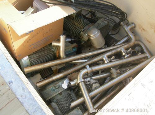 Used Alfa Laval Contherm Vertical Scraped Surface Heat Exchanger System, 27 total square feet, 316 stainless steel. Consisting of: (3) Alfa Laval scraped surface heat exchangers, model 6X9. 9 square ...