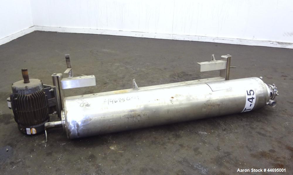 Used Stainless Steel Alfa Laval Contherm Scraped Surface Heat Exchanger, Model 6X9