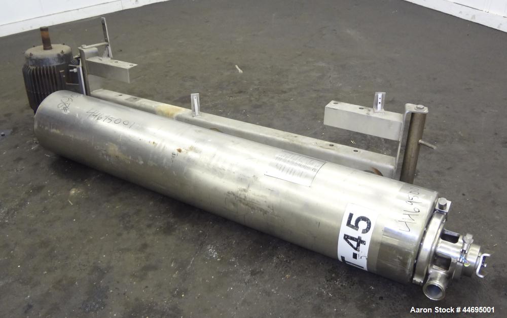 Used Stainless Steel Alfa Laval Contherm Scraped Surface Heat Exchanger, Model 6X9