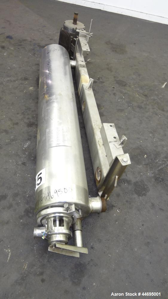 Used Stainless Steel Alfa Laval Contherm Scraped Surface Heat Exchanger, Model 6X9