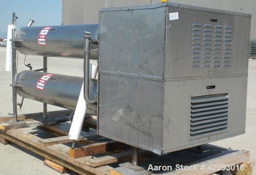 Used Cherry Burrell Thermutator Scraped Surface Heat Exchanger, Model 672L, 316 stainless steel. Approximately 18 square feet ( 9 square feet per tube). (2) 6" Diameter x 72" long jacketed horizontal...