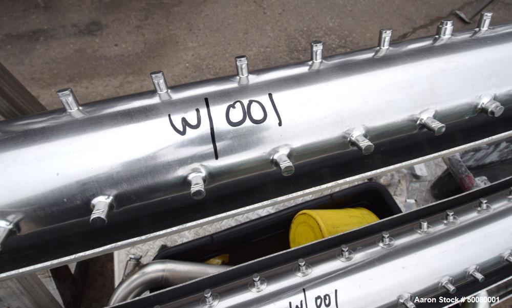 Used Cherry-Burrell Triple Tube Thermutator, 27 Total Square Feet, Stainless Steel. Consists of: (3) model 672 Thermutators, approximate 6" diameter x 72" long jacketed tubes, each 9 square feet heat...