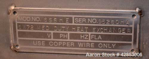 Used Waukesha Cherry Burrell Votator Scraped Surface Heat Exchanger, 9 Square Feet, Model 6SSHE, 316 stainless steel. (1) 6" Diameter x 72" long jacketed horizontal chamber with stainless steel blade...