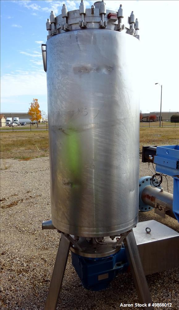 Used Terlet Terlotherm Scraped Surface Heat Exchanger, Stainless Steel. Approximate 29" diameter x 54" straight side. Openings top: 3", bottom: 2". Serial # 0311040-001-001. Built 2003.