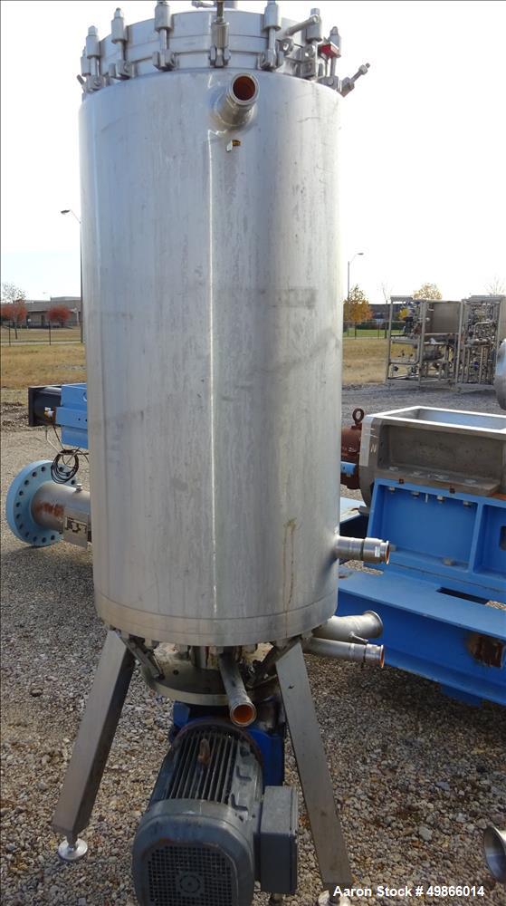 Used Terlet Terlotherm Scraped Surface Heat Exchanger, Stainless Steel. Approximate 29" diameter x 54" straight side. Openings top: 3", bottom: 2". Serial # 0910571-001-001. Built 2009.