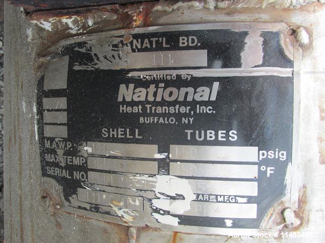 Used-Used 289 sq ft National Heat Transfer shell and tube heat exchanger, hastelloy tubes, 316L tube sheet with (134) .75" d...