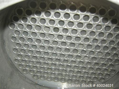 Used: Atlas shell and tube heat exchanger, approx 234 square feet, vertical. Carbon steel shell rated 100 psi at 300 deg.f.,(163) 3/4" diameter x 7'6" long hastelloy C-22 tubes rated F.V. and 100 psi...