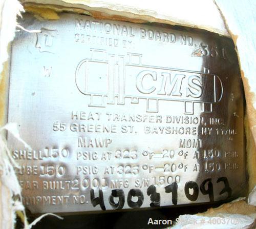 Used: CMS U tube heat exchanger, approximately 111 square feet, horizontal. Hastelloy C276 shell rated 150 psi at 325 deg.f., (60) 3/4" diameter x 9'9" long hastelloy C276 tubes rated 150 psi at 325 ...