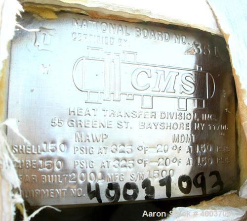 Used: CMS U tube heat exchanger, approximately 111 square feet, horizontal. Hastelloy C276 shell rated 150 psi at 325 deg.f....