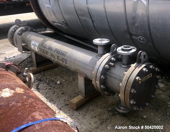 Used Ellett Industries Shell & Tube Heat Exchanger, 54 Square Feet, Horizontal.