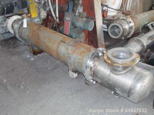 Used API Ketema Shell and Tube Heat Exchanger, 332 square feet, horizontal, type 1-V-1 BEM, size 15-A-72. Carbon steel shell rated 150 psi at –20 to 350 deg F. (615) 5/8'' diameter x 6’ long Hastello...