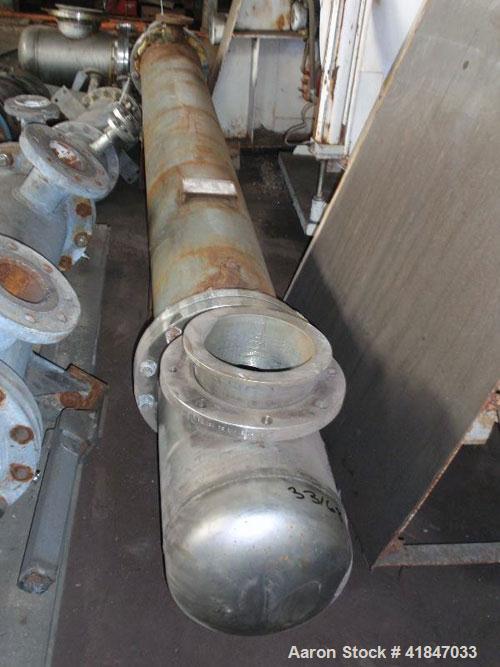 Used API Ketema Shell and Tube Heat Exchanger, 222 square feet, horizontal, type 1-V-1 BEM, size 12-A-108. Carbon steel shell rated 150 psi at –20 to 350 deg F. (126) 3/4" diameter x 9’ long Hastello...