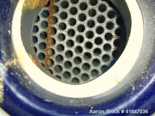 Used Allegheny Bradford Shell and Tube Heat Exchanger, 128 square feet, vertical. 304L Stainless steel shell rated 150 psi at –20 to 350 deg F. (109) 3/4" diameter x 6’ long Hastelloy C-276 tubes rat...