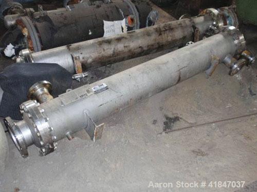 Used Allegheny Bradford Shell and Tube Heat Exchanger, 172 square feet, horizontal. 304L Stainless steel shell rated 150 psi at –20 to 350 deg F. (219) 1/2'' diameter x 6’ long Hastelloy C-276 tubes ...