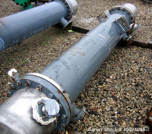 Used Atlas Shell and Tube Heat Exchanger, approximatelly 152 square feet, vertical, type BEM14-81. Carbon steel shell rated 100 psi at 300 deg F, (120) 3/4" diameter x 81" long Hastelloy C22 tubes ra...