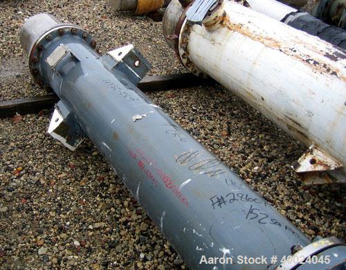 Used Atlas Shell and Tube Heat Exchanger, approximatelly 152 square feet, vertical, type BEM14-81. Carbon steel shell rated 100 psi at 300 deg F, (120) 3/4" diameter x 81" long Hastelloy C22 tubes ra...