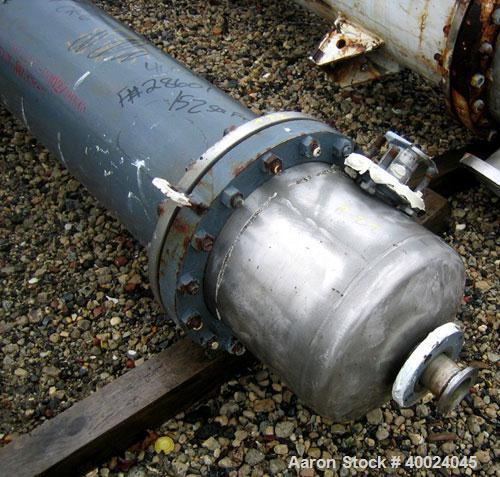 Used Atlas Shell and Tube Heat Exchanger, approximatelly 152 square feet, vertical, type BEM14-81. Carbon steel shell rated 100 psi at 300 deg F, (120) 3/4" diameter x 81" long Hastelloy C22 tubes ra...