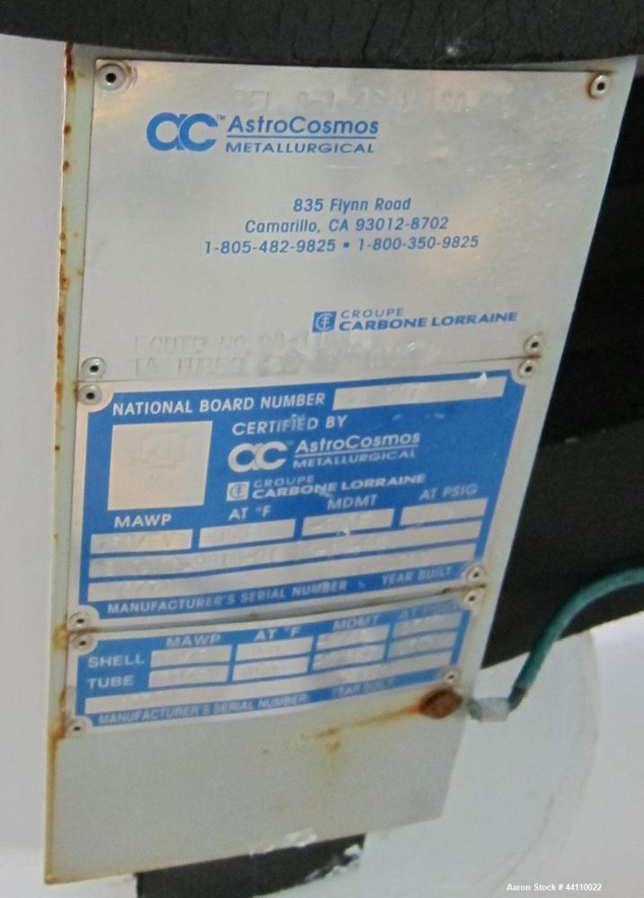 Used AstroCosmos Metallurgical Tantalum Horizontal Heat Exchanger / Condenser, 15 Square Feet. Shell rated 150 psi & Full Vacuum at 350 degrees F,  tubes rated 150 psi & Full Vacuum at 350 degrees F....