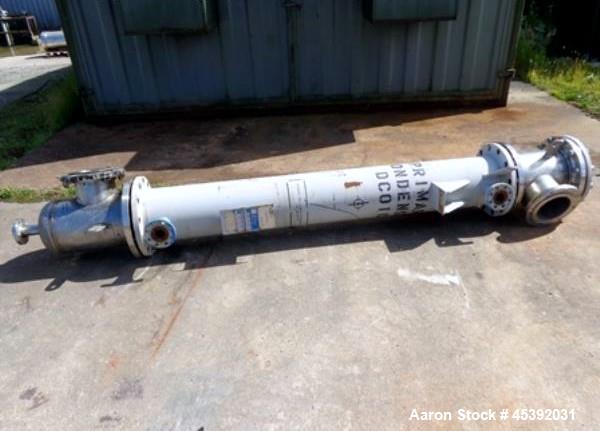 Used Astro Cosmos Shell & Tube Heat Exchanger, Approximate 178 Square Feet (16.6 Square Meter). Carbon steel shell approximate 350mm diameter x 2280mm long rated 8 bar (116 psi)/Full Vacuum at 160 de...