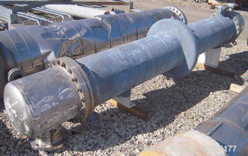 Used Atlas Single Pass Shell and Tube Heat Exchanger, 399 square feet, horizontal. Type BEM18-120. Carbon steel shell rated 100 psi at 300 deg F, carbon steel baffles and expansion ring. (208) 3/4" d...