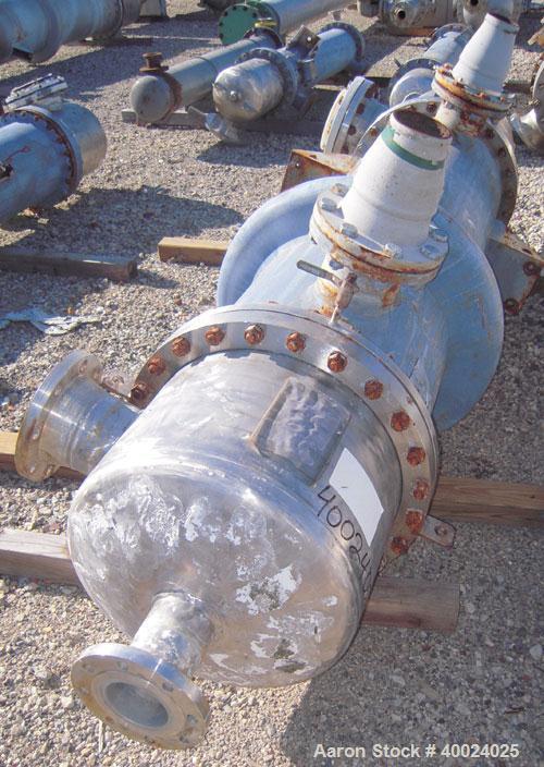 Used Atlas Shell and Tube Heat Exchanger, 405 square feet, vertical. Type BEM21-72. Carbon steel shell with expansion ring, rated 100 psi at 300 deg F, (345) 3/4'' diameter x 6' long Hastelloy C-22 t...