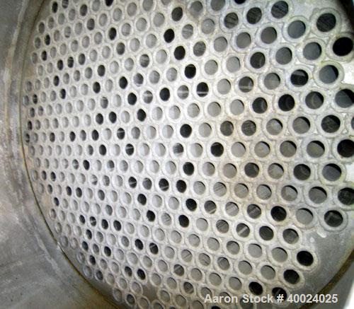 Used Atlas Shell and Tube Heat Exchanger, 405 square feet, vertical. Type BEM21-72. Carbon steel shell with expansion ring, rated 100 psi at 300 deg F, (345) 3/4'' diameter x 6' long Hastelloy C-22 t...