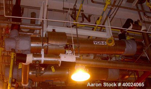 Used Atlas Single Pass Shell And Tube Heat Exchanger, 99.9 square feet, horizontal. Type BEM10-120. Carbon steel shell rated 100 psi at 300 deg.f., carbon steel baffles, and expansion ring. (52) 3/4"...