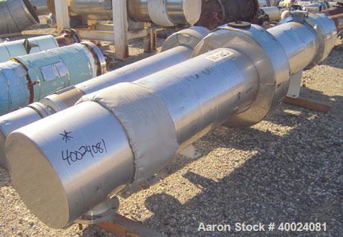 Used Atlas Single Pass Shell and Tube Heat Exchanger, 399 square feet, horizontal, type BEM18-120. Carbon steel shell rated 100 psi at 300 deg F, carbon steel baffles and expansion ring. (208) 3/4" d...