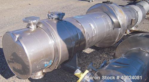 Used Atlas Single Pass Shell and Tube Heat Exchanger, 399 square feet, horizontal, type BEM18-120. Carbon steel shell rated 100 psi at 300 deg F, carbon steel baffles and expansion ring. (208) 3/4" d...