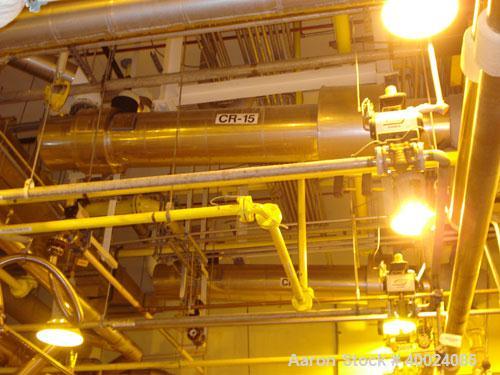 Used: Atlas single pass shell and tube heat exchanger, 125 square feet, horizontal.Type BEM10-120. Carbon steel shell rated 100 psi at 300 deg.f.,carbon steel baffles,and expansion ring.(65) 3/4" dia...