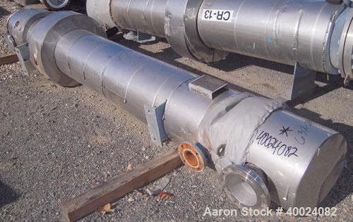 Used Atlas Single Pass Shell And Tube Heat Exchanger, 226 square feet, horizontal. Type BEM14-120. Carbon steel shell rated 100 psi at 300 deg.f., carbon steel baffles, and expansion ring. (118) 3/4"...