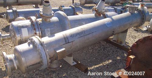 Used Atlas Shell And Tube Heat Exchanger, 282 square feet, horizontal. Type BEM16-108. 316L stainless steel shell rated 100 psi at 300 deg.f., (160) 3/4" diameter x 9' long hastelloy C-22 tubes rated...