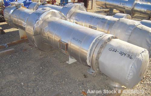 Used Atlas Single Pass Shell and Tube Heat Exchanger, 399 square feet, horizontal, type BEM18-120. Carbon steel shell rated 100 psi at 300 deg F, carbon steel baffles and expansion ring. (208) 3/4" d...