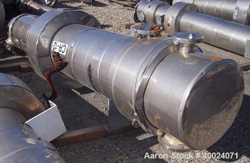 Used Atlas Single Pass Shell and Tube Heat Exchanger, 399 square feet, horizontal, type BEM18-120. Carbon steel shell rated 100 psi at 300 deg F, carbon steel baffles and expansion ring. (208) 3/4" d...