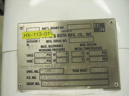 Used Doyle & Roth Vertical Heat Exchanger, 18 Square Feet, Model VT661-3VE. (31) 3/4" Diameter x 36" long Hastelloy C276 tubes rated 150 psi and full vacuum at 347 degrees F, 316L stainless steel she...