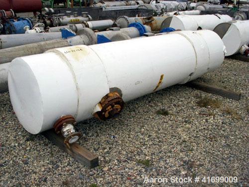 Used Doyle & Roth Shell and Tube Heat Exchanger, 495 square feet, horizontal. 304 stainless steel shell rated 150 psi at 350 deg F and –20 deg F at 150 psi. (421) 3/4" diameter x 6' long Haselloy C27...
