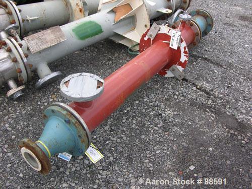 USED: Doyle and Roth shell and tube heat exchanger, 43 square feet, vertical. Carbon steel shell rated 330 psi/FV at 600 deg F. (44) 5/8" diameter x 6' long Hastelloy C-276 tubes rated 150 psi/FV at ...