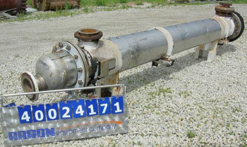 Used Futura Titanium Corporation Single Pass Shell and Tube Heat Exchanger, 319 Square Feet, Horizontal. Type BEM 14-2-144. 316L stainless steel shell rated 60 psi/FV at 350 deg F. (140) 3/4" diamete...