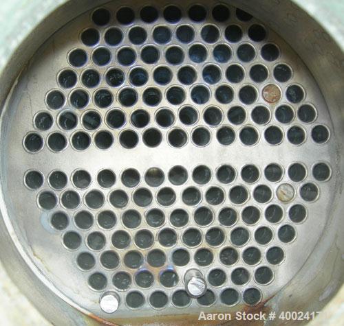 Used Futura Titanium Corporation Single Pass Shell and Tube Heat Exchanger, 319 Square Feet, Horizontal. Type BEM 14-2-144. 316L stainless steel shell rated 60 psi/FV at 350 deg F. (140) 3/4" diamete...