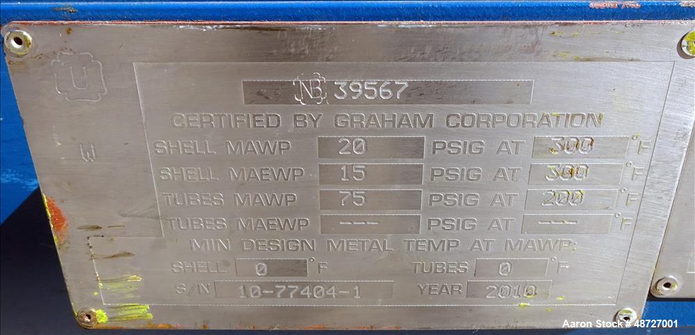Used Graham Shell and Tube Heat Exchanger.