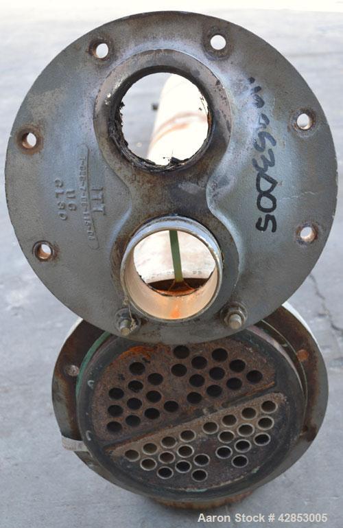 Used ITT Bell & Gossett 2 Pass U Tube Heat Exchanger, 49 Square Feet, Model SU86-2, Horizontal. Carbon steel shell rated 150 psi at –20 to 375 deg.f., (22) 3/4‘' diameter x 6' long SB 75 copper tubes...