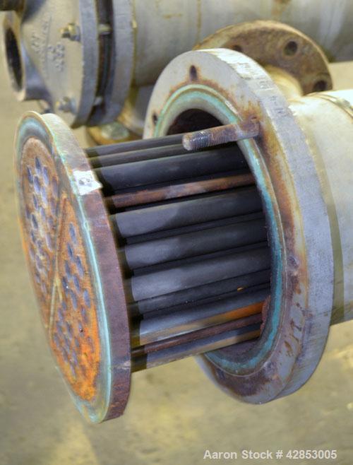 Used ITT Bell & Gossett 2 Pass U Tube Heat Exchanger, 49 Square Feet, Model SU86-2, Horizontal. Carbon steel shell rated 150 psi at –20 to 375 deg.f., (22) 3/4‘' diameter x 6' long SB 75 copper tubes...