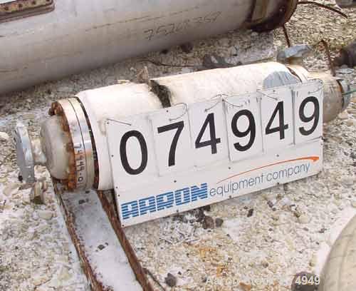 USED: Ketema single pass shell and tube heat exchanger, 39 square feet, size 8-A-36, Alloy 20 product contact areas, horizontal. Carbon steel shell rated 150 psi at 350 deg F; (72) 5/8" diameter x 3'...